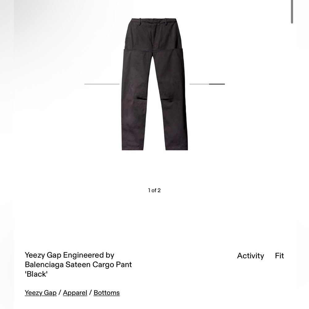 NWOT Yeezy Gap Engineered by Balenciaga Sateen Cargo Pants